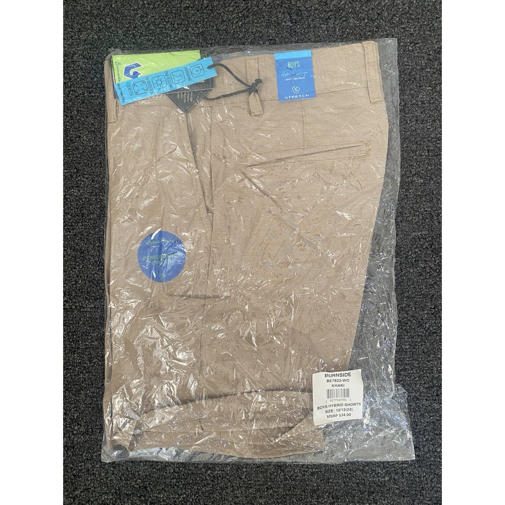 Burnside Hybrid Shorts Khaki Boys Size 10/12 Stretch Performance Land & Sea NEW